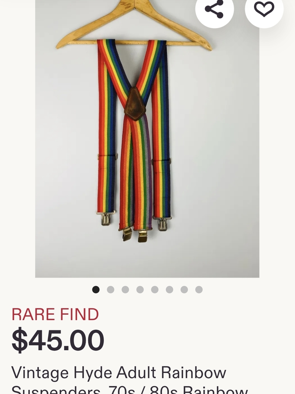 Vintage Rainbow Suspenders - Multi-Color Adjustable Braces